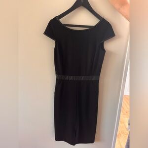 Club Monaco dress. Size 6. Capped sleeve, leather trim